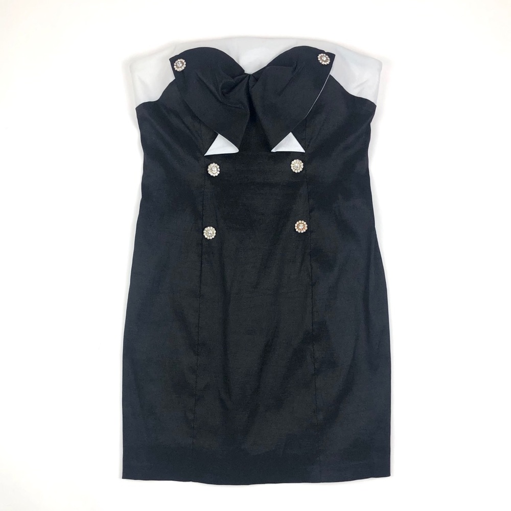 Cache Tuxedo Strapless Cocktail Dress